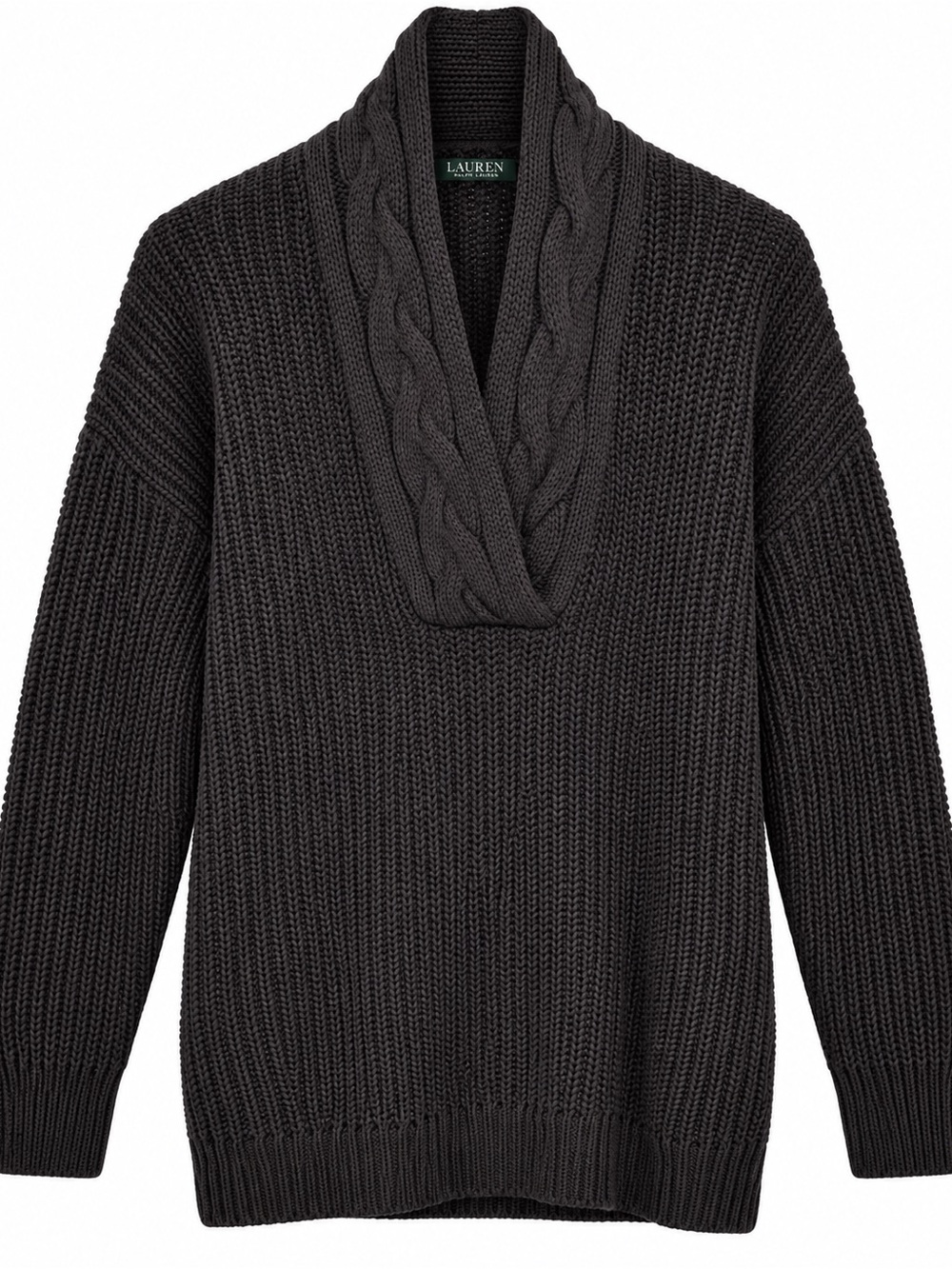 Lauren Ralph Lauren Charcoal Cable-Knit Cotton Sweater